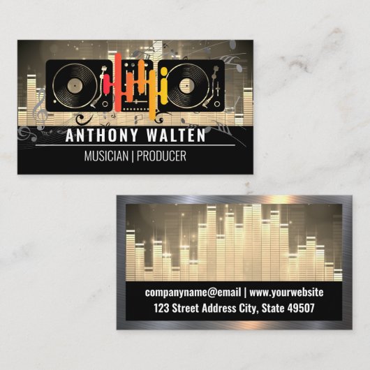 Equalizer-Symbol | Turntable | Musical Sound Notes Visitenkarte (Vorne/Hinten)