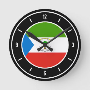 Equatorial Guinea Flag Elegant Runde Wanduhr
