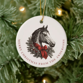Equestrian Christmas Horse Festive Vintage Holiday Keramik Ornament