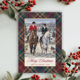 Equestrian Classic Tartan Plaid Jagdclub-Foto Feiertagskarte