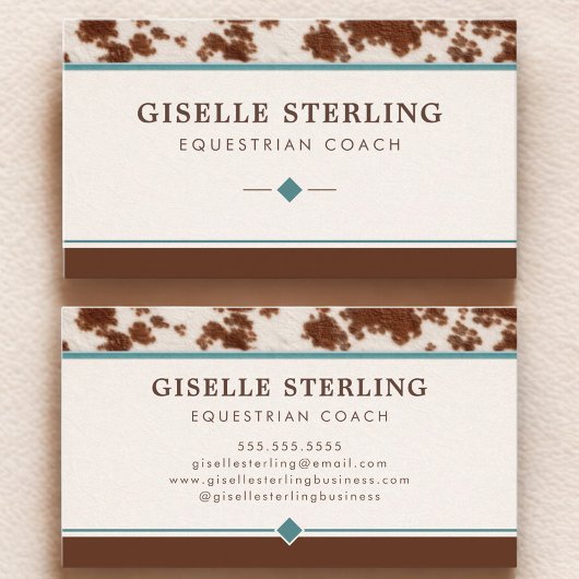 Equestrian Coach Rustic Cowhide Western Visitenkarte