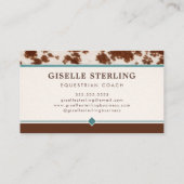 Equestrian Coach Rustic Cowhide Western Visitenkarte (Rückseite)