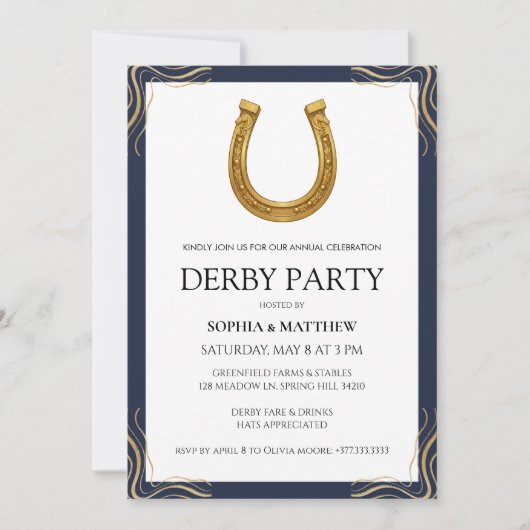 Equestrian Derby Party Modern Race Horse Invite Einladung (Vorderseite)