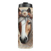 Equestrian Floral Art Peacock Feather Thermosbecher (Vorderseite)