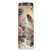 Equestrian Floral Art Peacock Feather Thermosbecher (Rückseite)