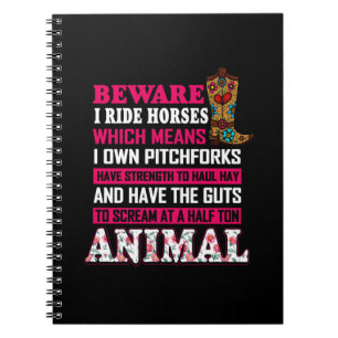 Equestrian Gift   Beware I Ride Horses Notizblock