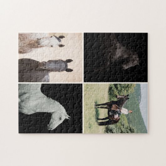 Equestrian Horse 4 Photo Collage Simple Custom Puzzle (Horizontal)