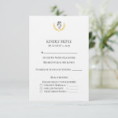 Equestrian Horse Crest Wedding RSVP Card (Stehend Vorderseite)