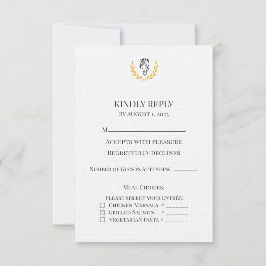 Equestrian Horse Crest Wedding RSVP Card Karte (Vorderseite)