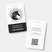 Equestrian Horse Logo Volunteer Employee QR Code Ausweis (Vorder- & Rückseite)