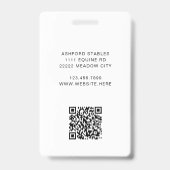 Equestrian Horse Logo Volunteer Employee QR Code Ausweis (Rückseite)