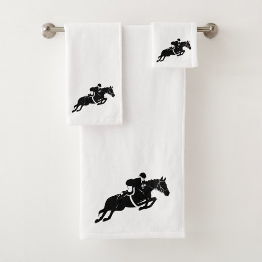 Equestrian Jumper White Badhandtuch Set (Insitu)