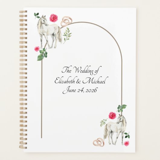 Equestrian Pink Floral Rustic Wedding Planer (Vorderseite)