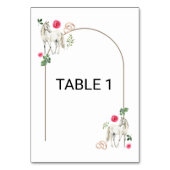 Equestrian Pink Floral Rustic Wedding Tischnummer (Rückseite)