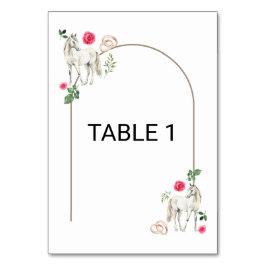 Equestrian Pink Floral Rustic Wedding Tischnummer