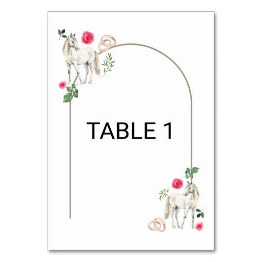 Equestrian Pink Floral Rustic Wedding Tischnummer (Vorderseite)