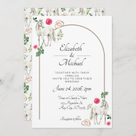 Equestrian Pink Floral Wedding Invitation Einladung