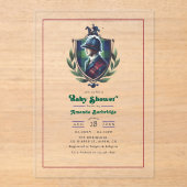 Equestrian Polo Wappen Luxury Preppy Baby Dusche Acryleinladungen (Vorderseite)