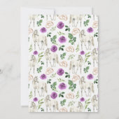 Equestrian Purple Floral Rustic Wedding Einladung (Rückseite)
