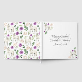 Equestrian Purple Floral Wedding Guest Book Gästebuch