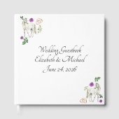 Equestrian Purple Floral Wedding Guest Book Gästebuch (Vorderseite)