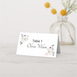 Equestrian Purple Floral Wedding Place Card Platzkarte