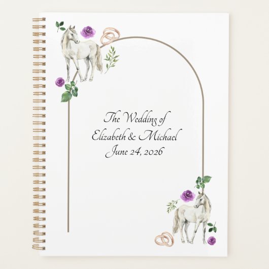 Equestrian Purple Floral Wedding Planner Planer (Vorderseite)