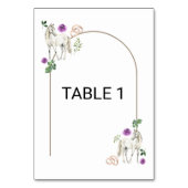 Equestrian Purple Floral Wedding Table Number Card Tischnummer (Rückseite)