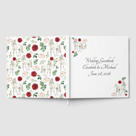 Equestrian Red Floral Rustic Wedding Gästebuch
