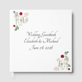 Equestrian Red Floral Rustic Wedding Gästebuch (Vorderseite)