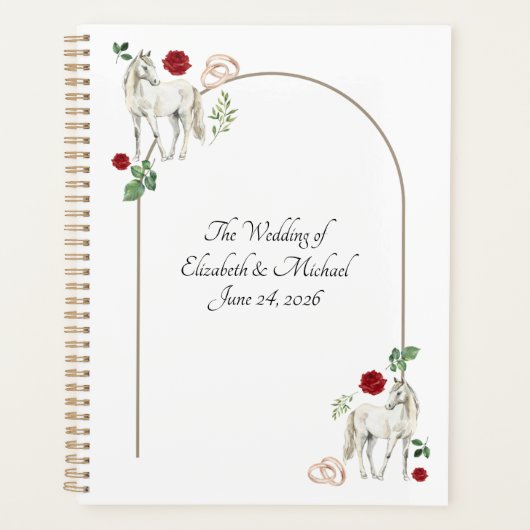 Equestrian Red Floral Rustic Wedding  Planer (Vorderseite)