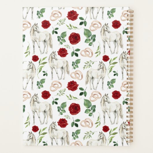 Equestrian Red Floral Rustic Wedding  Planer (Rückseite)