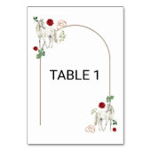 Equestrian Red Floral Rustic Wedding Tischnummer (Rückseite)