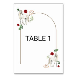Equestrian Red Floral Rustic Wedding Tischnummer