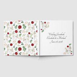 Equestrian Red Floral Wedding Guest Book Gästebuch