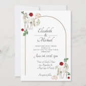 Equestrian Red Floral Wedding Invitation Einladung (Vorderseite)