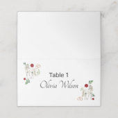 Equestrian Red Floral Wedding Place Card Platzkarte (Außenseite Aufgefaltet)