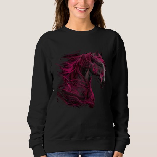 Equestrian Red Horse Cowgirl Horseback Riding Fun Sweatshirt (Vorderseite)