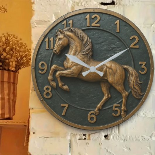 Equestrian rustic farmhouse horse lover barn style große wanduhr