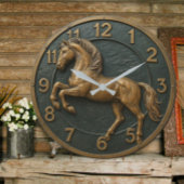 Equestrian rustic farmhouse horse lover barn style große wanduhr