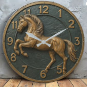 Equestrian rustic farmhouse horse lover barn style große wanduhr