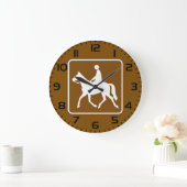 Equestrian Trail Riding Horse Silhouette Icon Große Wanduhr (Zuhause)