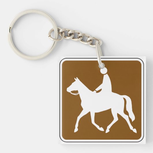 Equestrian Trail Riding Horse Silhouette Icon Schlüsselanhänger (Vorderseite)