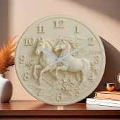 Equestrian White horse marble  Große Wanduhr