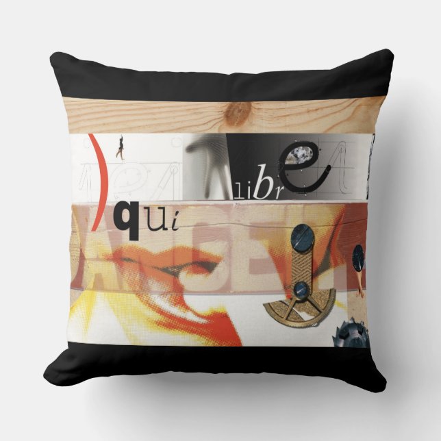 Equilibre Danger Dadaist Digital Collage - Pillow Kissen (Vorderseite)
