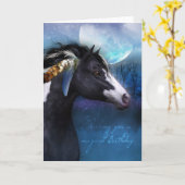 Equine Birthday Card - Spirit Horse Karte (Gelbe Blume)