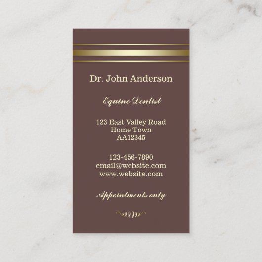 Equine Dentist Business Card Visitenkarte (Rückseite)