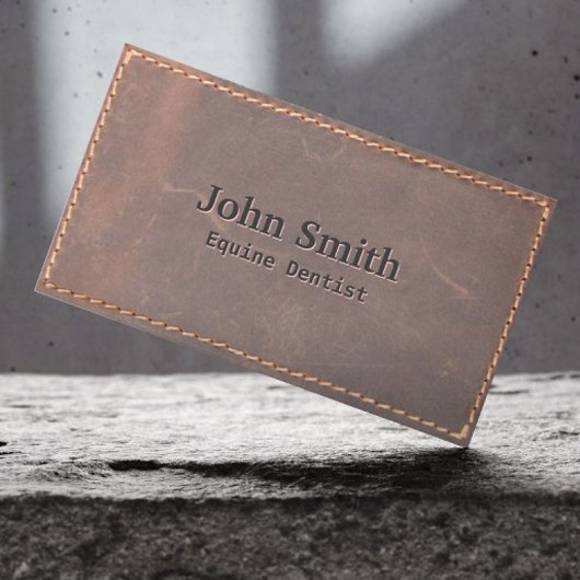Equine Dentist Vintag gesägtes Leder Visitenkarte