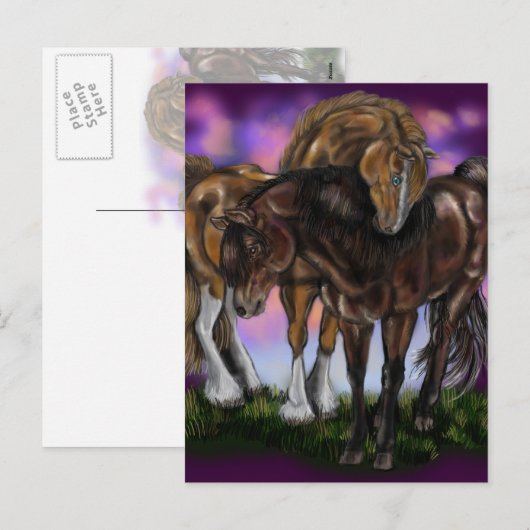 Equine Devotion~valentine Postkarte (Vorne/Hinten)