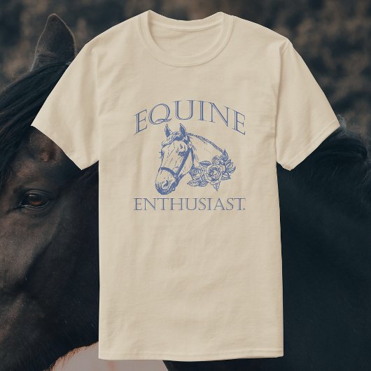 Equine Enthusiasten | Blaues Vintages Pferd T-Shirt